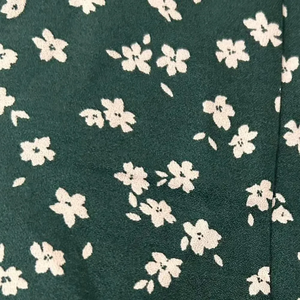 Reformation Nell Top in Annette Green Floral – Cottage Romance Blouse Small